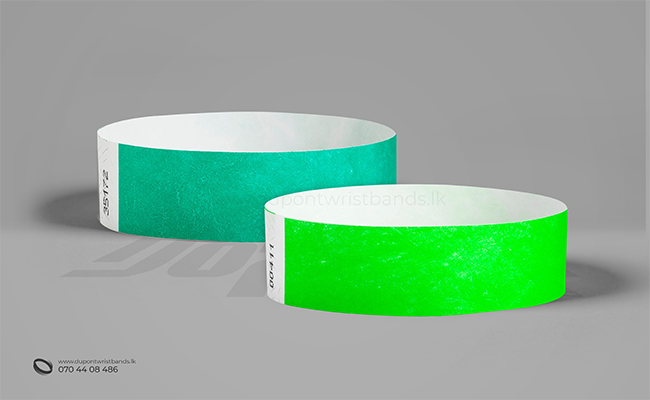 green solid colour paper hand bands / wristbands